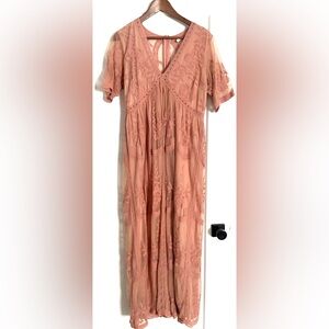 Pinkblush Peach Lace Maxi Dress